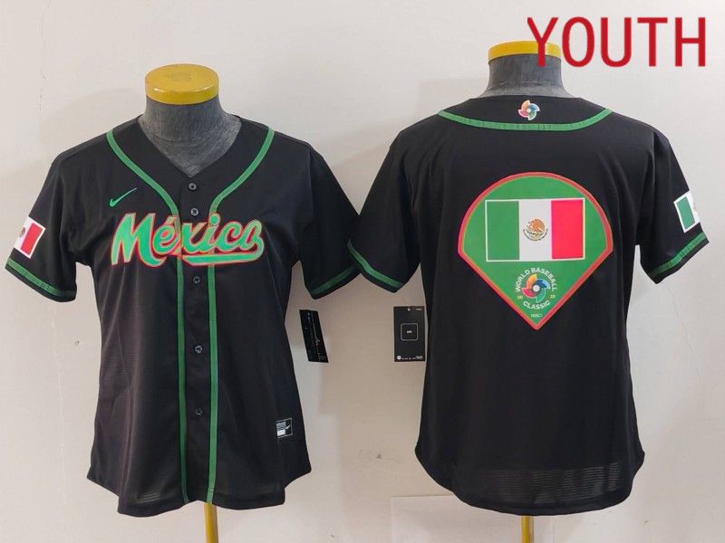 Youth 2024 World Cub Mexico Blank Black Nike MLB Jersey style 11->women mlb jersey->Women Jersey
